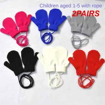 2 ЧИФТА Здрави детски ръкавици, здрави и Трайни Ръкавици за окачване на врата, Зимните Модни Удобни плетени калъф за ръкавици, дебели и топли
