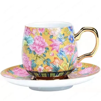 Эмалированная керамични кафеена чаша U Are, чаена чаша с блюдцем, чаена чаша, чаена набор от шест опаковки