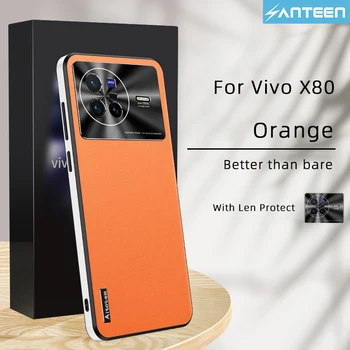 Калъф Anteen за Vivo X80 Pro, луксозна кожена обвивка, защита на камерата, мека делото от изкуствена кожа за Vivo X80 Pro