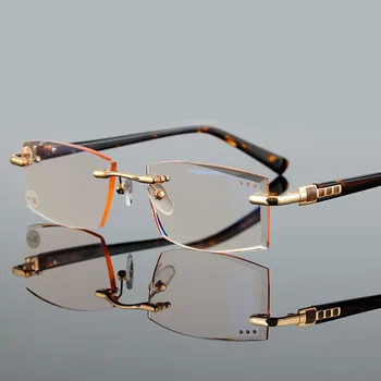 Висококачествени очила за четене OEYEYEO, ултра-леки правоъгълни очила без рамки, очила с лещи, защищающими от синия цвят.