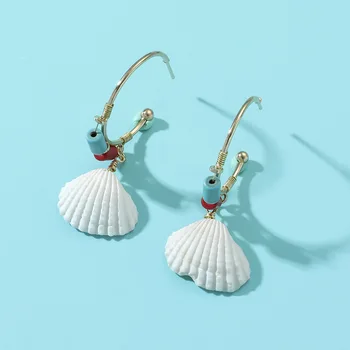 Артистична лекота на Обеци в формата на морски черупки за жени Ефектни висящи обеци в формата на черупки Лятна и плажна мода бижута за подарък